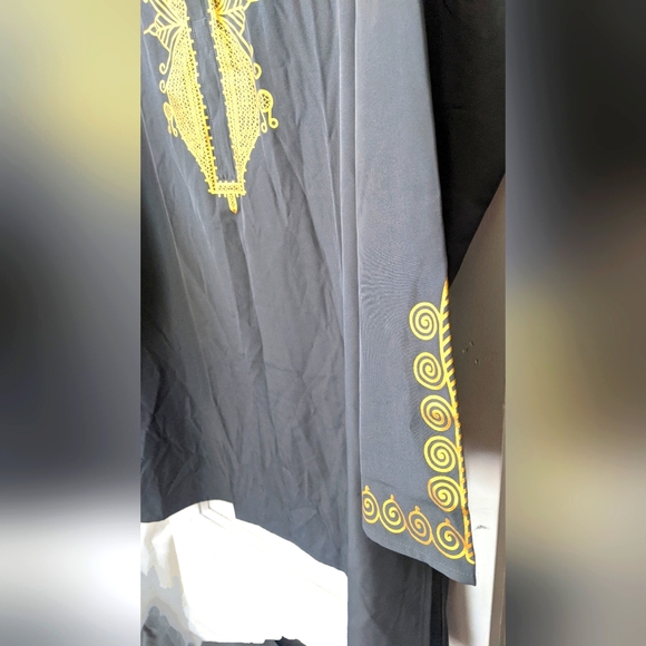 LucMatton Men's African Traditional Dashiki Luxury Metallic Gold Printed - Picture 2 of 7